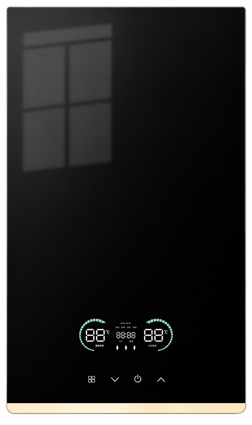 Rhua Black glass with gold trim instant electric water heater