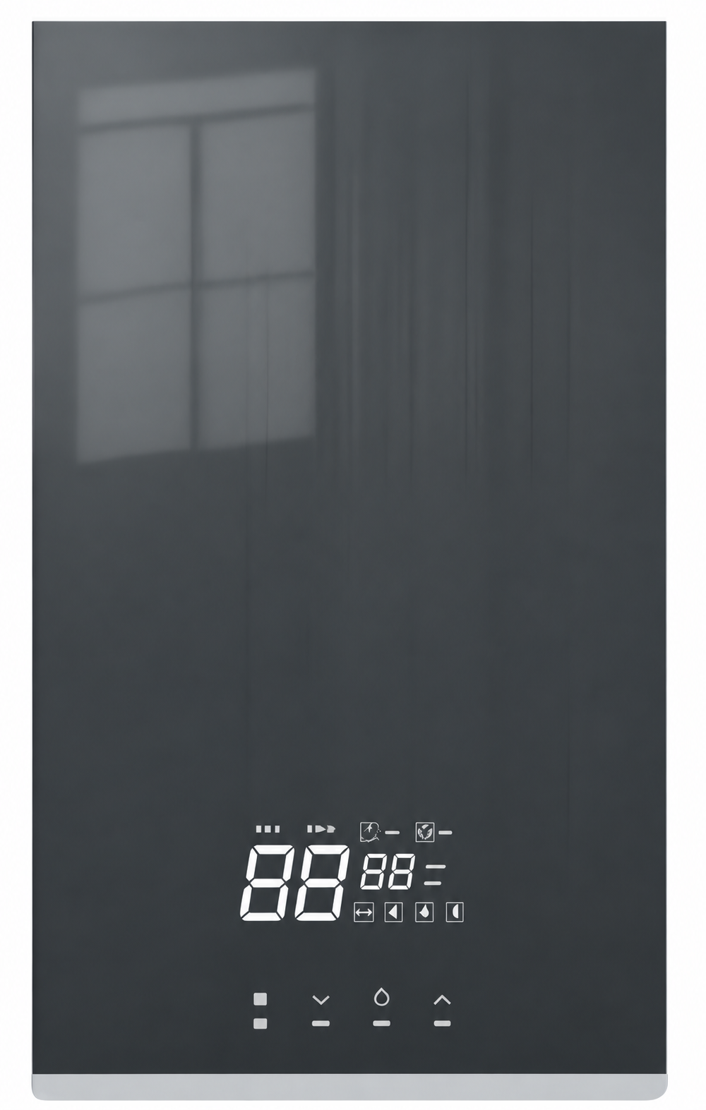 Rhua Brushed glass with silver trim instant electric water heater