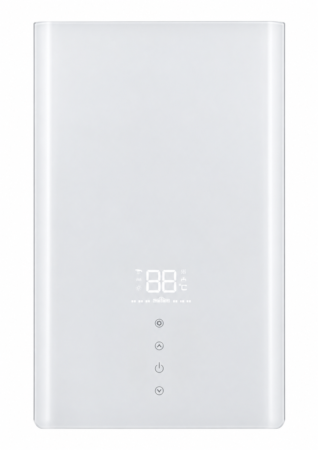 Rhua White curved glass instant electric water heater