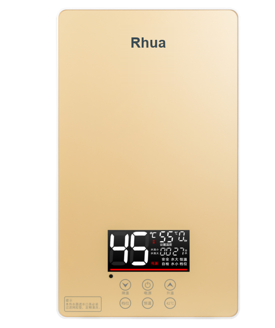Rhua Gold glass instant electric water heater