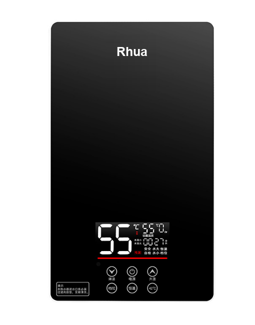 Rhua Black glass instant electric water heater