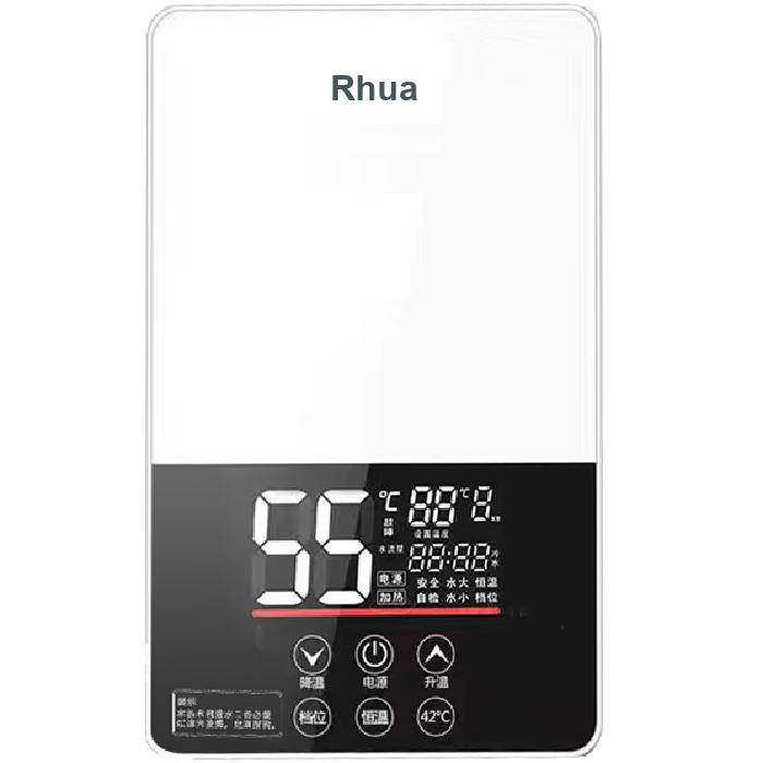 Rhua Black and white glass instant electric water heater